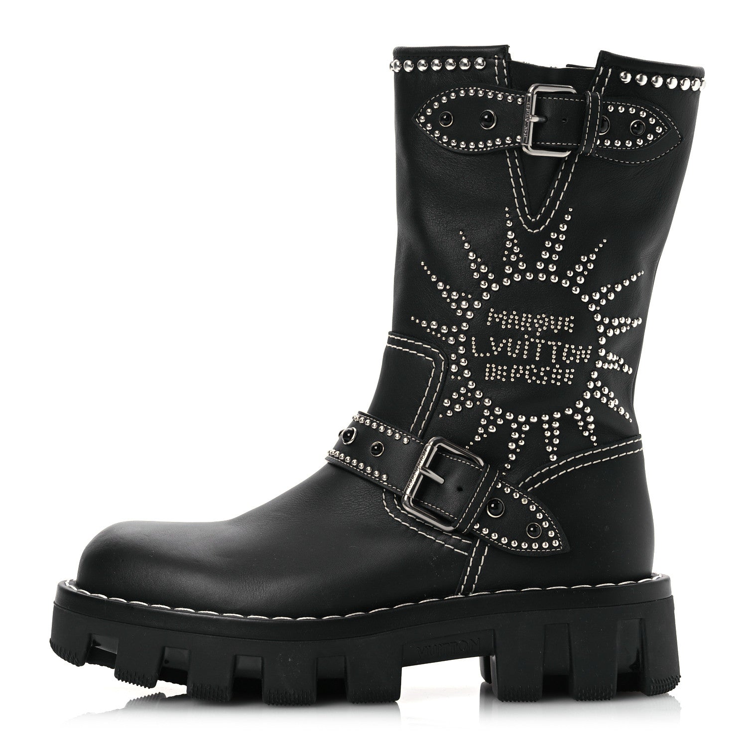 Louis Vuitton Calfskin Studded Mens Checker Mid Boot 8 1 of 13