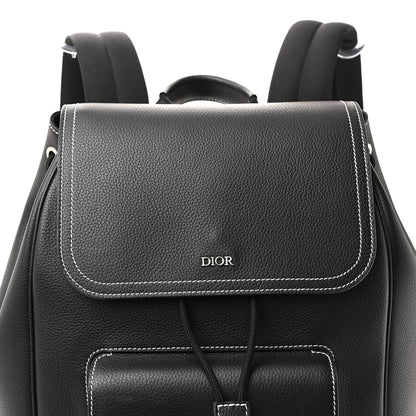 Christian Dior Grained Calfskin Saddle Drawstring Backpack Black 22 of 28