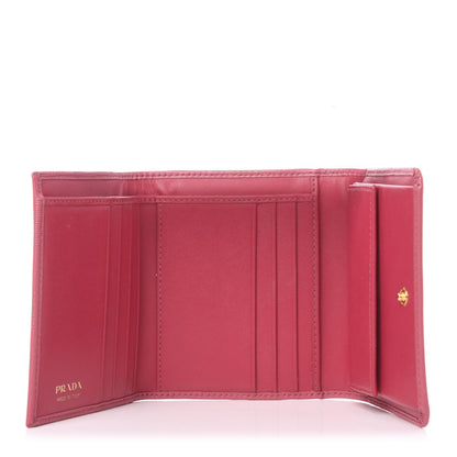 Prada Vitello Move Tri-Fold Compact Wallet Peonia 5 of 8