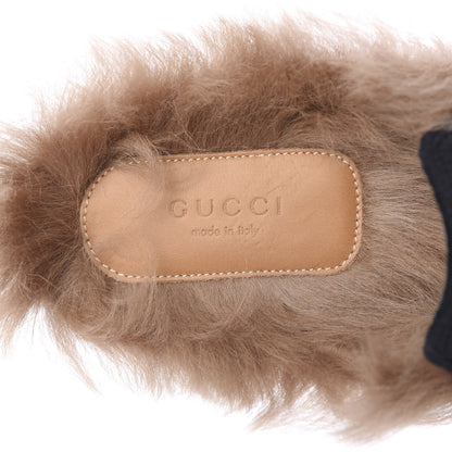 Gucci Velvet Fur Womens Princetown Slippers 38 Black 7 of 8