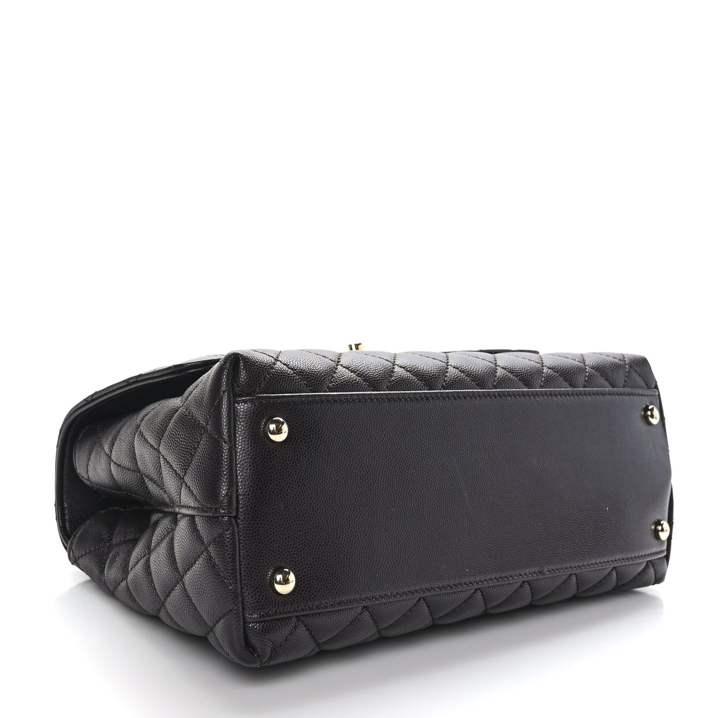 Caviar Quilted Small Coco Handle Flap Dark Brown