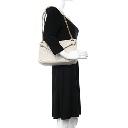 Saint Laurent Lambskin Quilted Small Loulou Puffer Monogram Chain Satchel Crema Soft 2 of 9