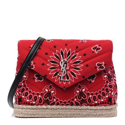 Saint Laurent Cotton Bandana Y Quilted Monogram Toy Loulou Crossbody Bag Red 1 of 5