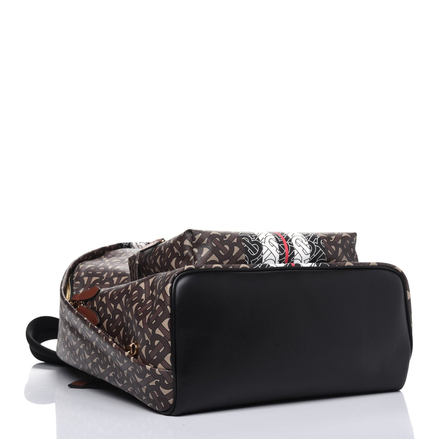 E-Canvas Monogram Stripe Backpack Bridle Brown