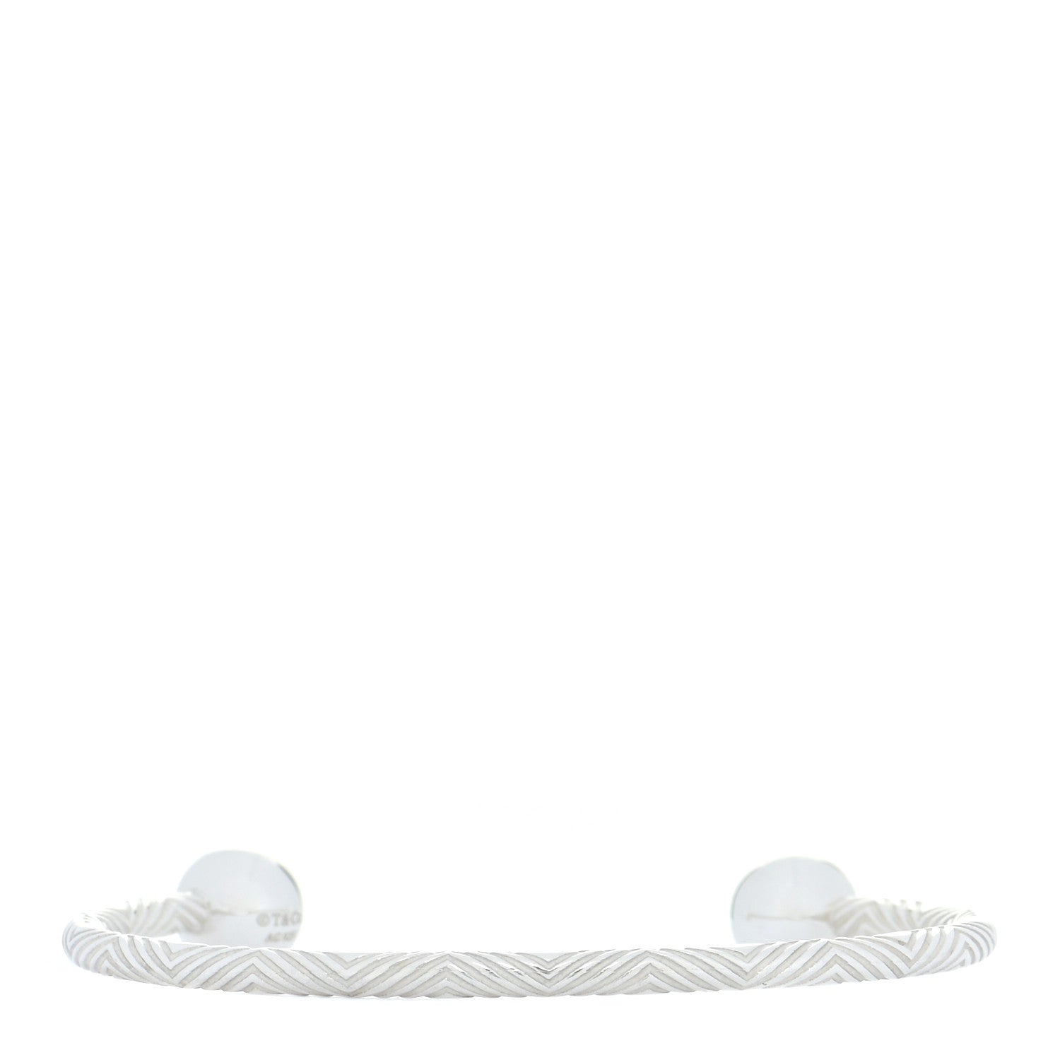 Tiffany Sterling Silver Textured Barbell Cuff Bracelet 3 of 5
