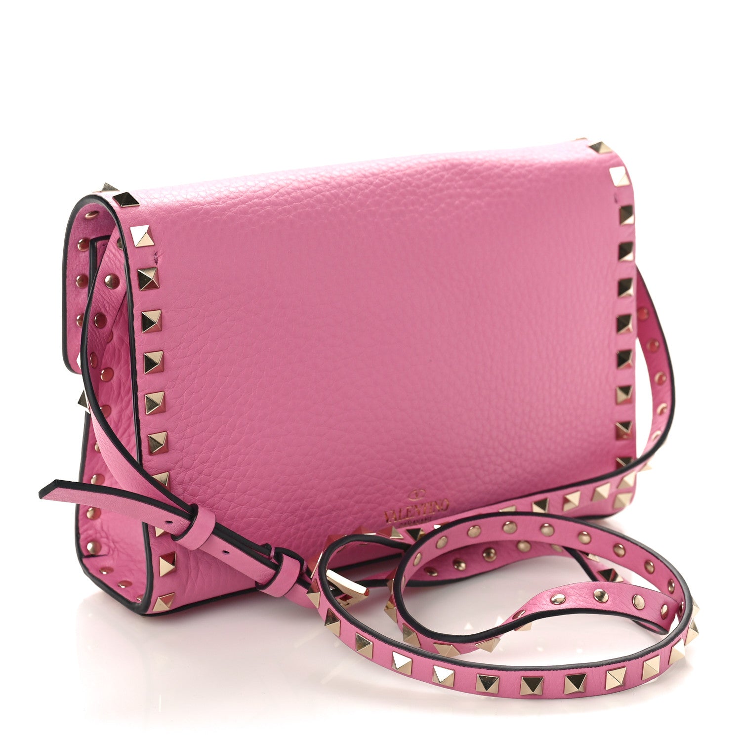 Valentino Garavani Pebbled Calfskin Medium Rockstud Flip Lock Crossbody Bag Dawn Pink 2 of 8