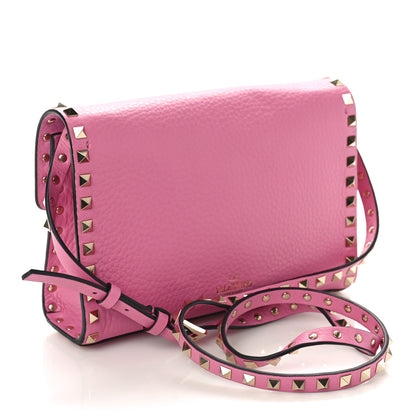 Valentino Garavani Pebbled Calfskin Medium Rockstud Flip Lock Crossbody Bag Dawn Pink 2 of 8