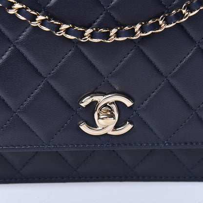 Chanel Lambskin Quilted Trendy CC Wallet On Chain WOC Navy 11 of 12