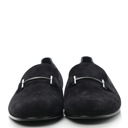 Hermes Suede Mens Saga Loafers 43 Black 2 of 9