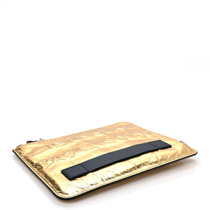 Chanel Metallic Lambskin Medium Je Ne Suis Pas En Solde Pouch Clutch Gold 7 of 8
