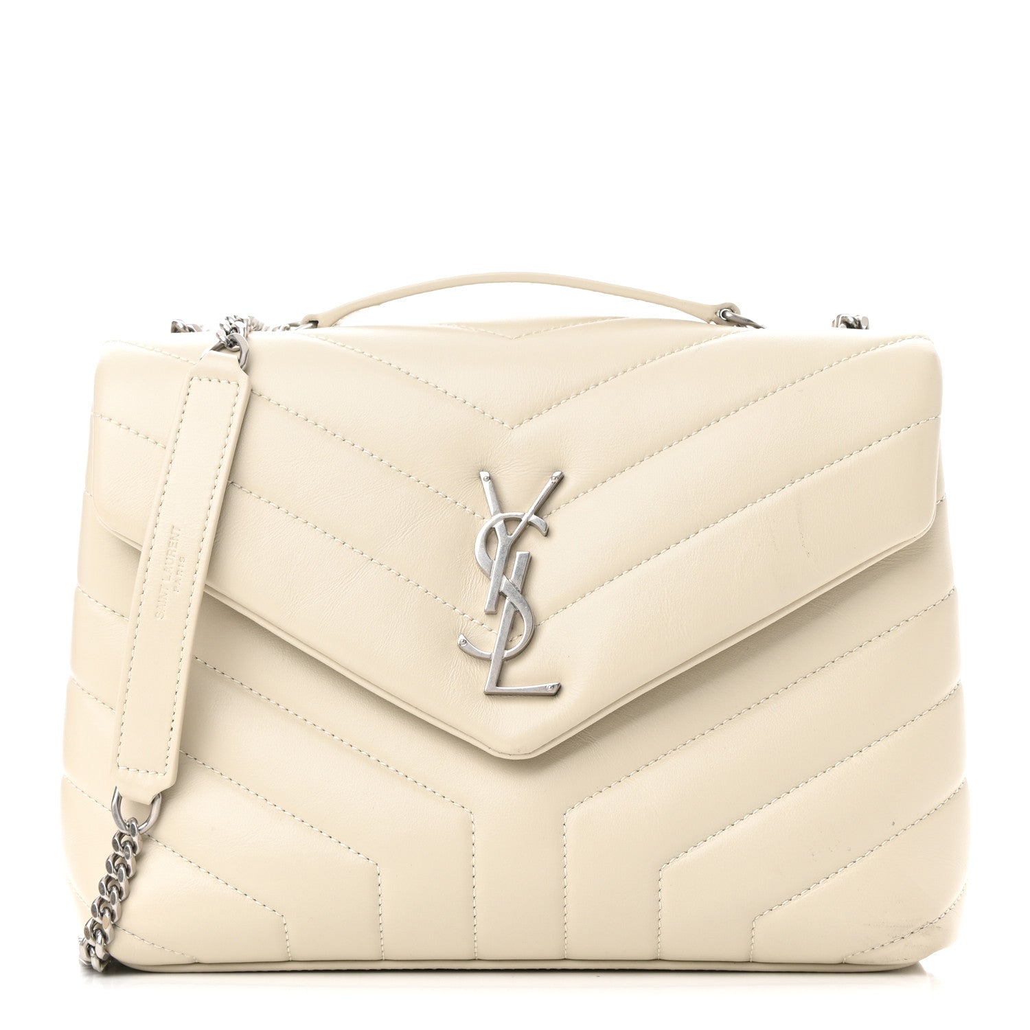 Saint Laurent Calfskin Y Quilted Monogram Small Loulou Chain Satchel Crema Soft 1 of 11