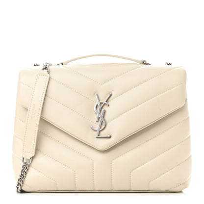 Saint Laurent Calfskin Y Quilted Monogram Small Loulou Chain Satchel Crema Soft 1 of 11