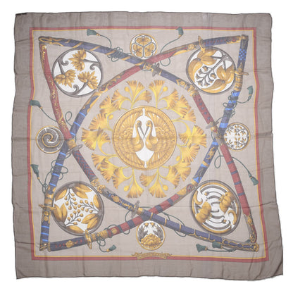 Hermes Silk Chiffon Daimyo Princes Du Soleil Levant Shawl 140 1 of 6