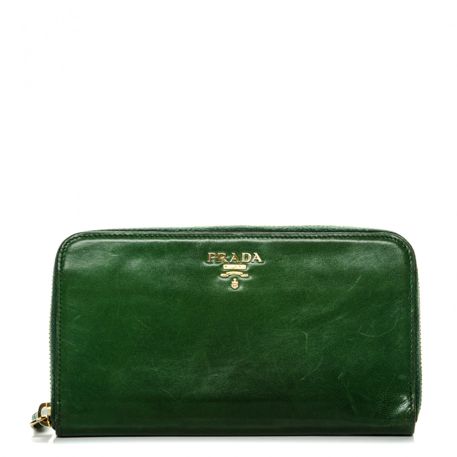 Prada Vitello Shine Zip Around Wallet Edera 1 of 7
