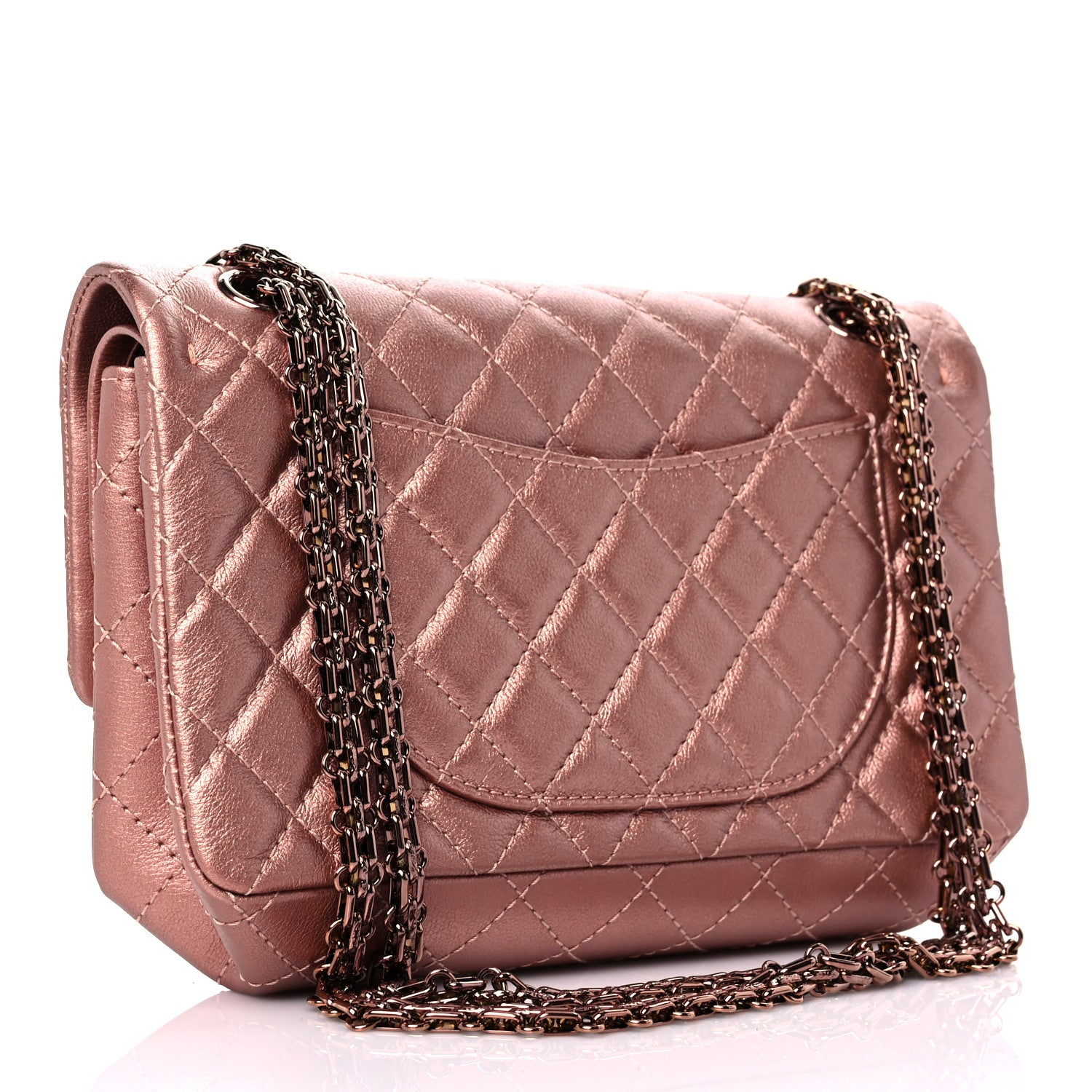 Chanel Metallic Grained Calfskin Quilted 2.55 Reissue 225 Flap Copper Pink 3 of 11