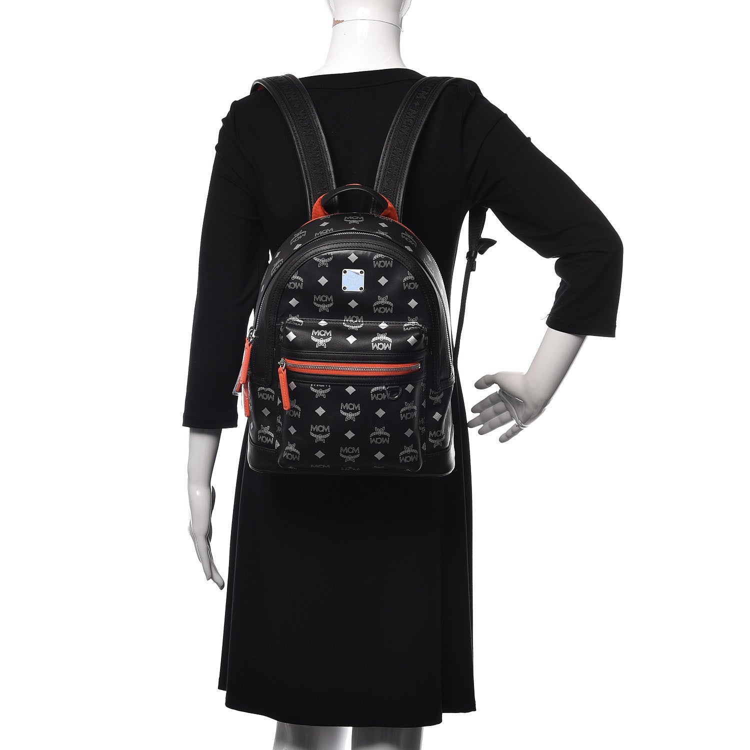 MCM Visetos Reflective Nylon Small Resnick Backpack Black 2 of 9