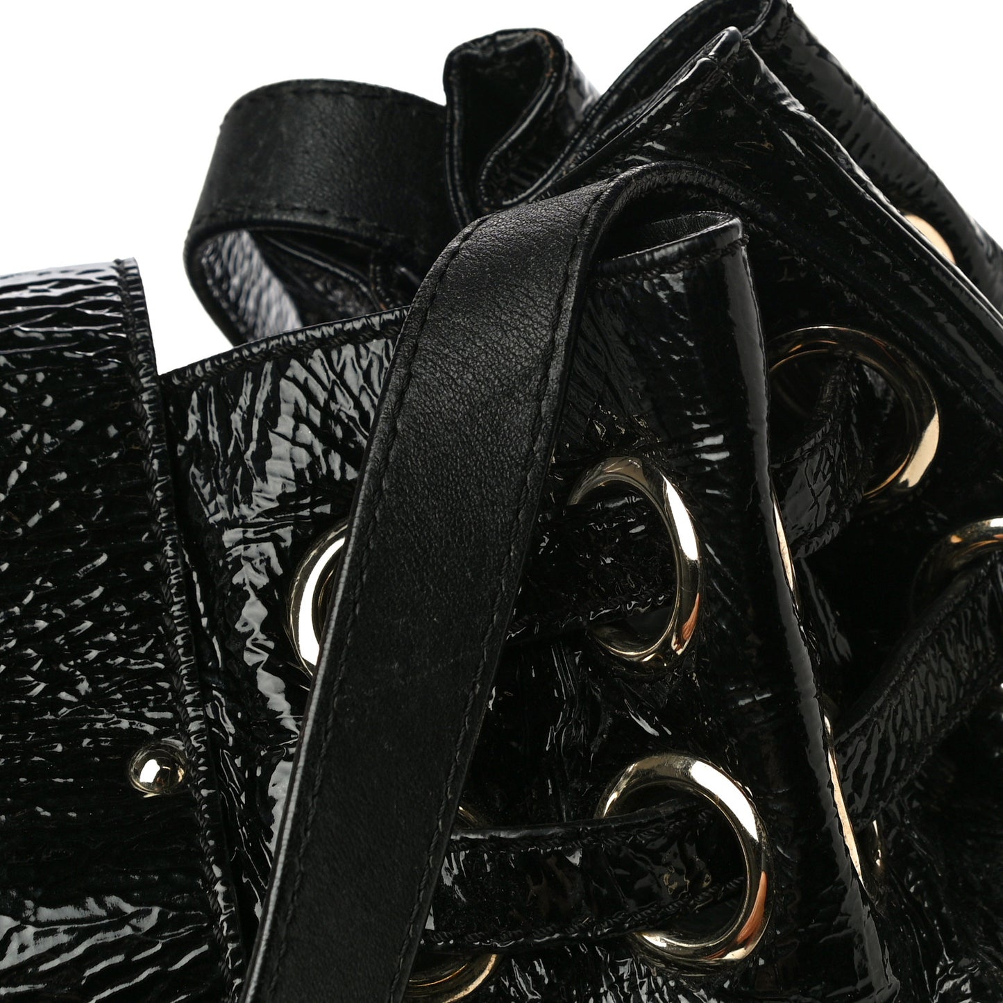 Crushed Patent Riki Bag Black