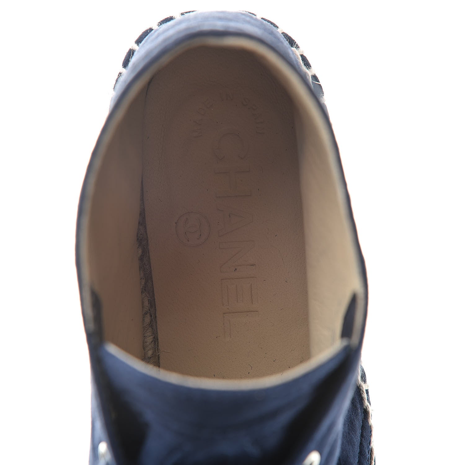 Chanel Suede Lace Up Espadrilles 37 Dark Navy Blue 9 of 12