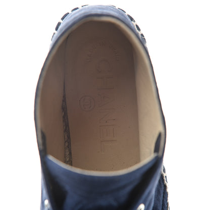 Chanel Suede Lace Up Espadrilles 37 Dark Navy Blue 9 of 12