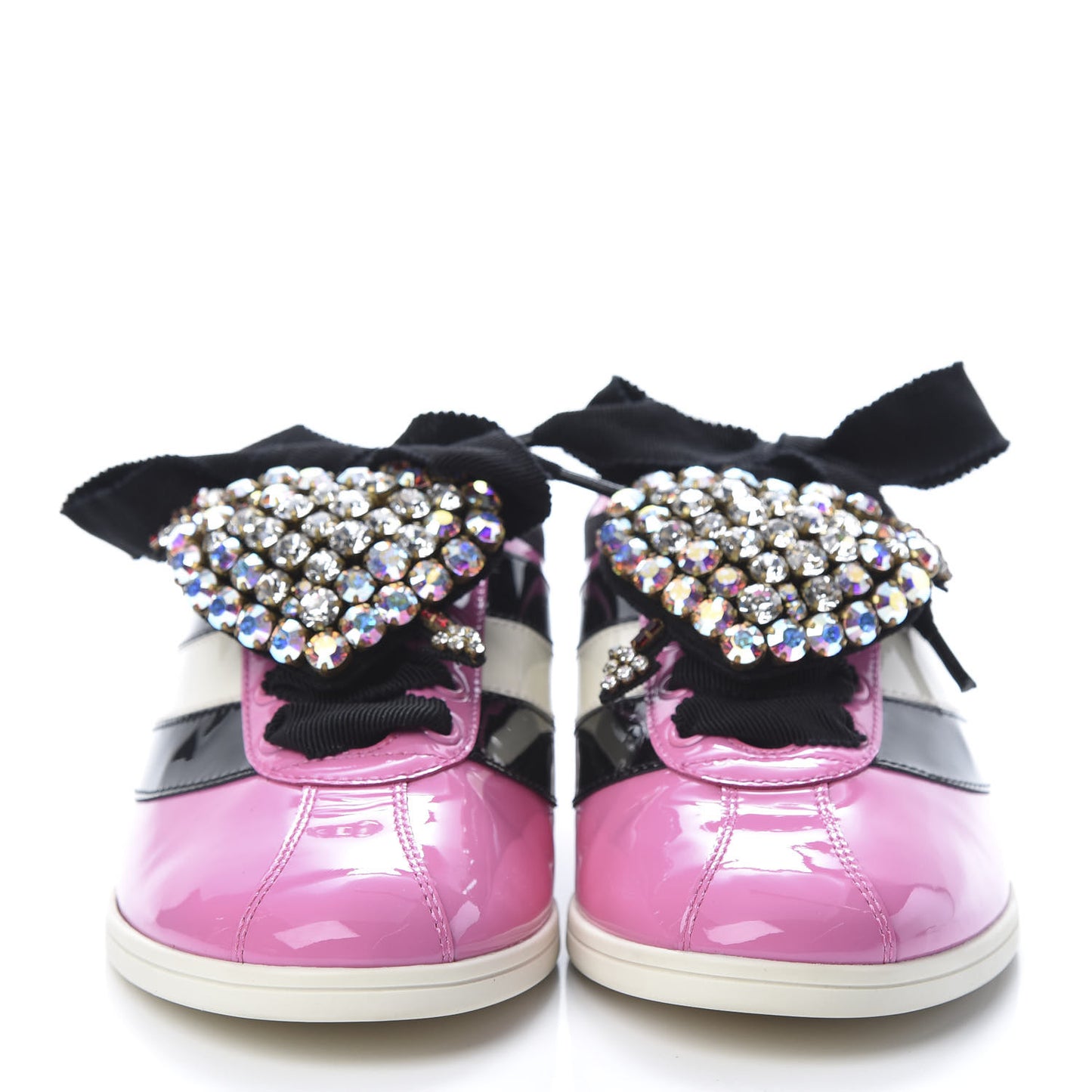Patent Calfskin Crystal Womens Web Falacer Sneakers 36 Pink