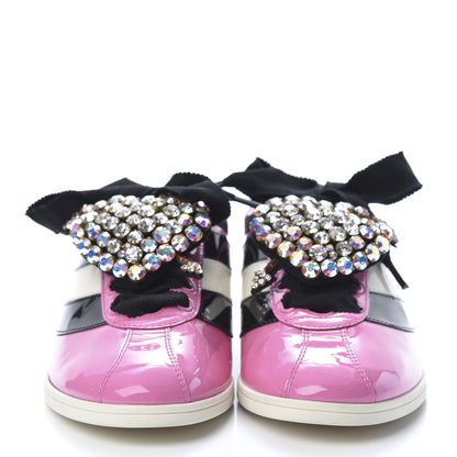 Gucci Patent Calfskin Crystal Womens Web Falacer Sneakers 36 Pink 2 of 10