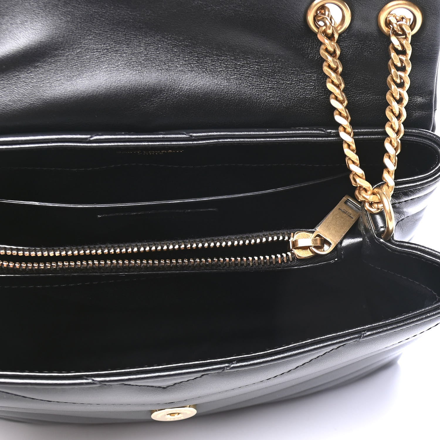 Saint Laurent Calfskin Y Quilted Monogram Small Loulou Chain Satchel Black 4 of 4