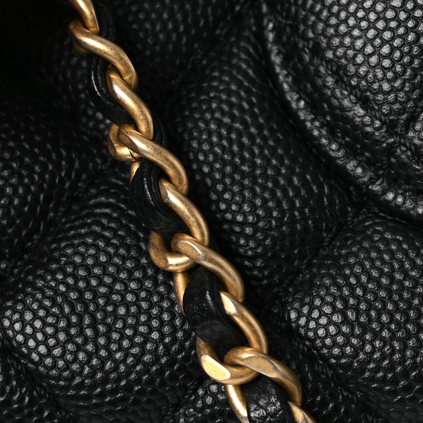 Caviar Lizard Embossed Quilted Mini Coco Handle Flap Black