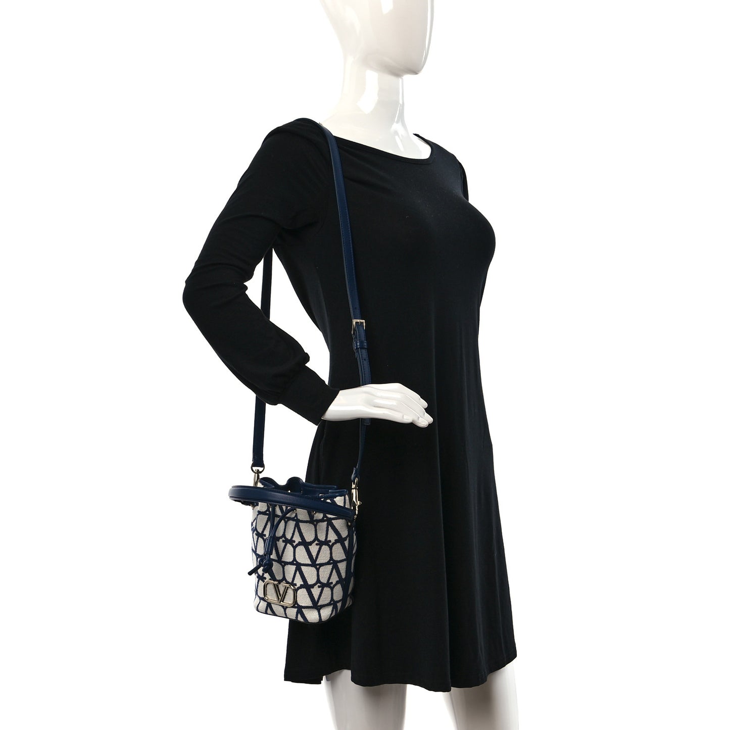 Toile Iconographe Nappa Mini Vlogo Signature Bucket Bag White Worker