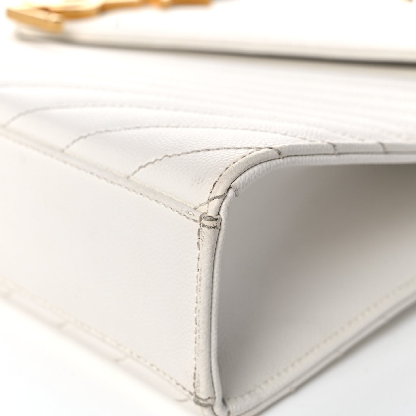 Grain De Poudre Matelasse Chevron Large Monogram Satchel White