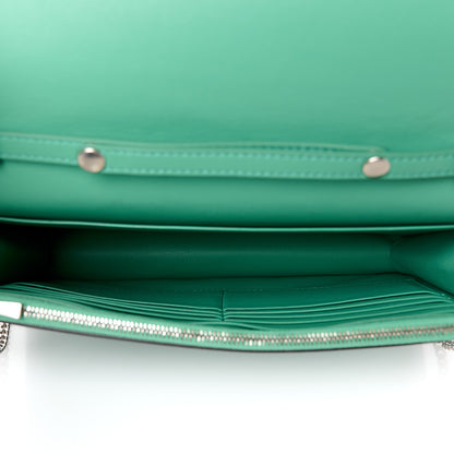 Celine Smooth Lambskin Frame Evening Chain Clutch Green Orange 5 of 9