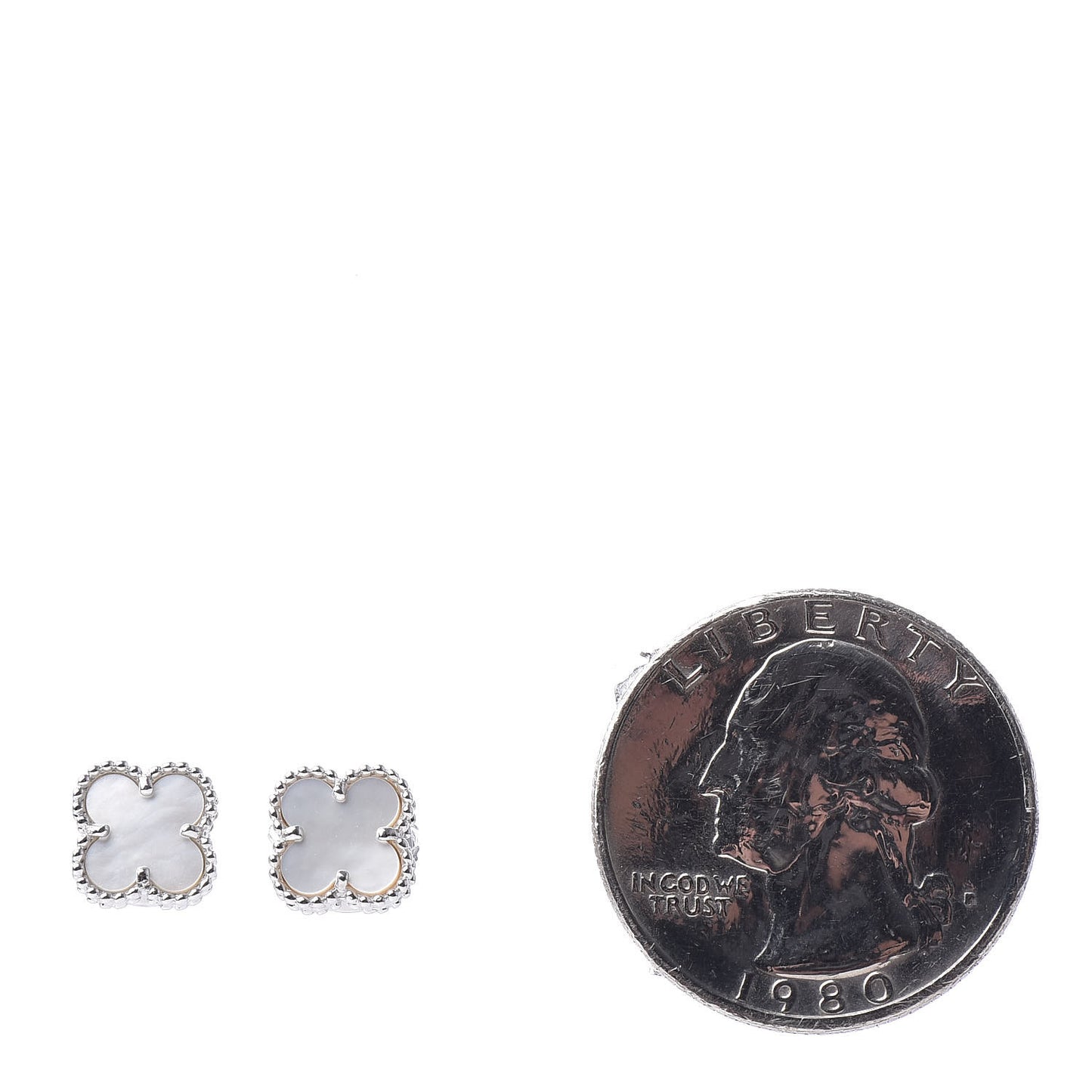 18K White Gold Mother of Pearl Sweet Alhambra Earrings