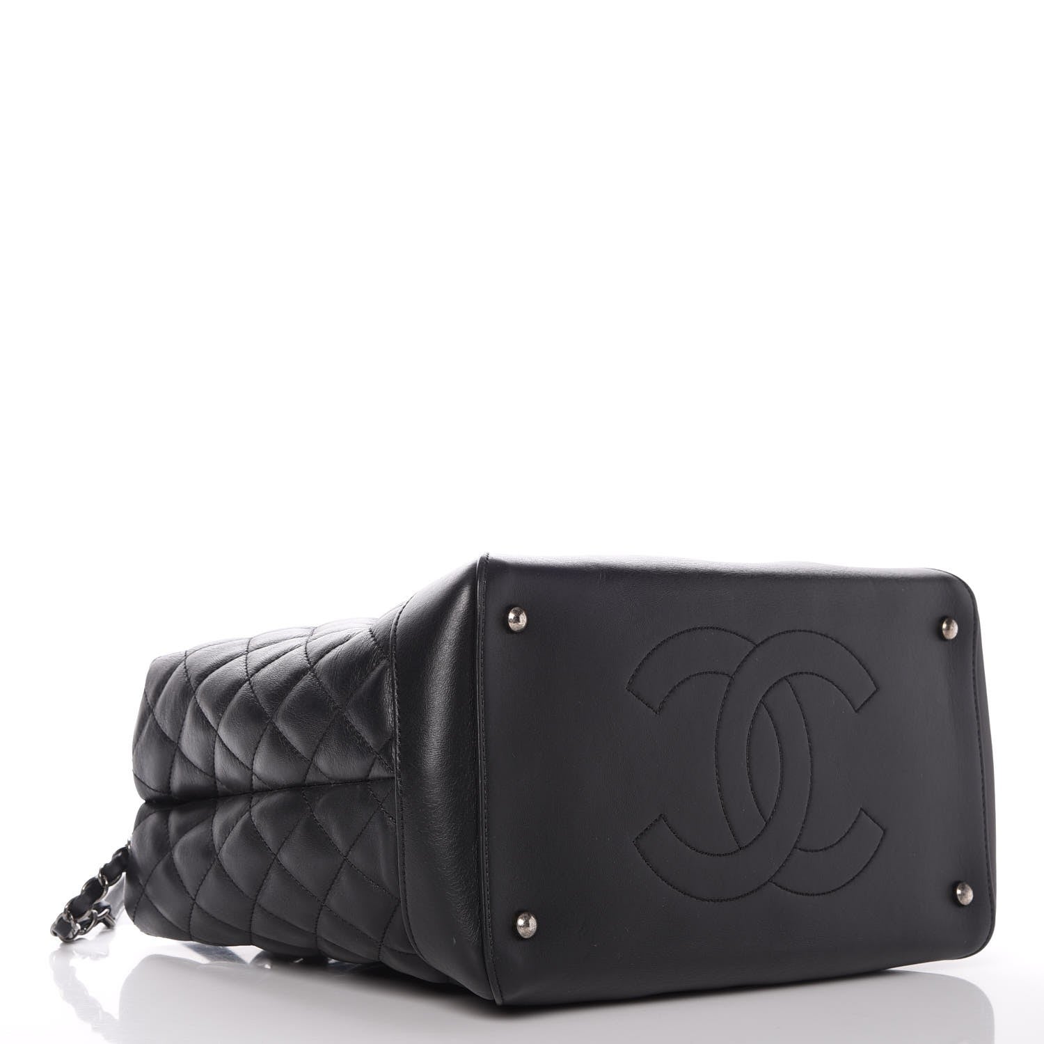 Chanel Calfskin Quilted Small Easy Shopping Tote Black 4 of 9
