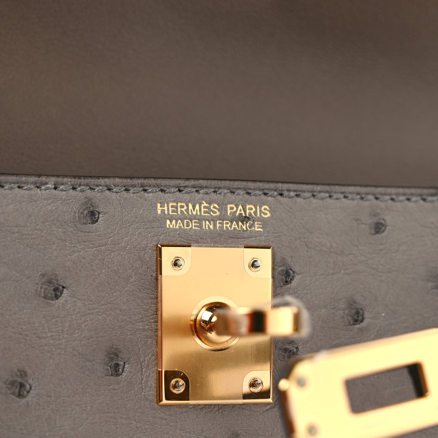 Ostrich Kelly Sellier Mini 20 Gris Tourterelle