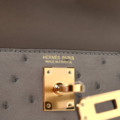 Hermes Ostrich Kelly Sellier Mini 20 Gris Tourterelle 5 of 9