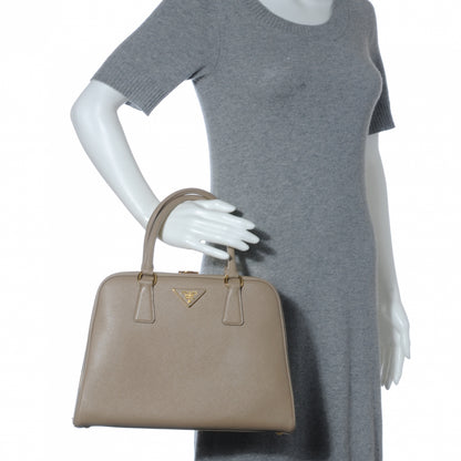 Prada Saffiano Lux Top Handle Bag Visone 2 of 9