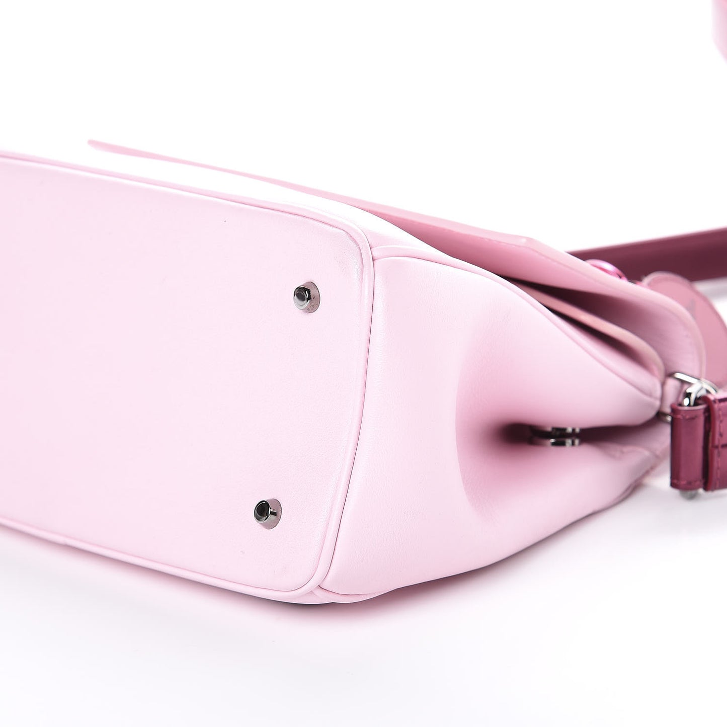 Metallic Patent Smooth Calfskin Mini Be Dior Flap Pink Fuchsia