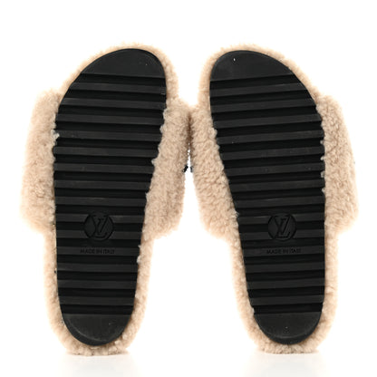 Louis Vuitton Shearling Bom Dia Flate Mules 38 Beige 7 of 9