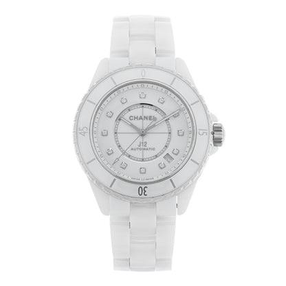 Chanel Stainless Steel Ceramic Diamond 38mm J12 Automatic Watch White 1 of 5