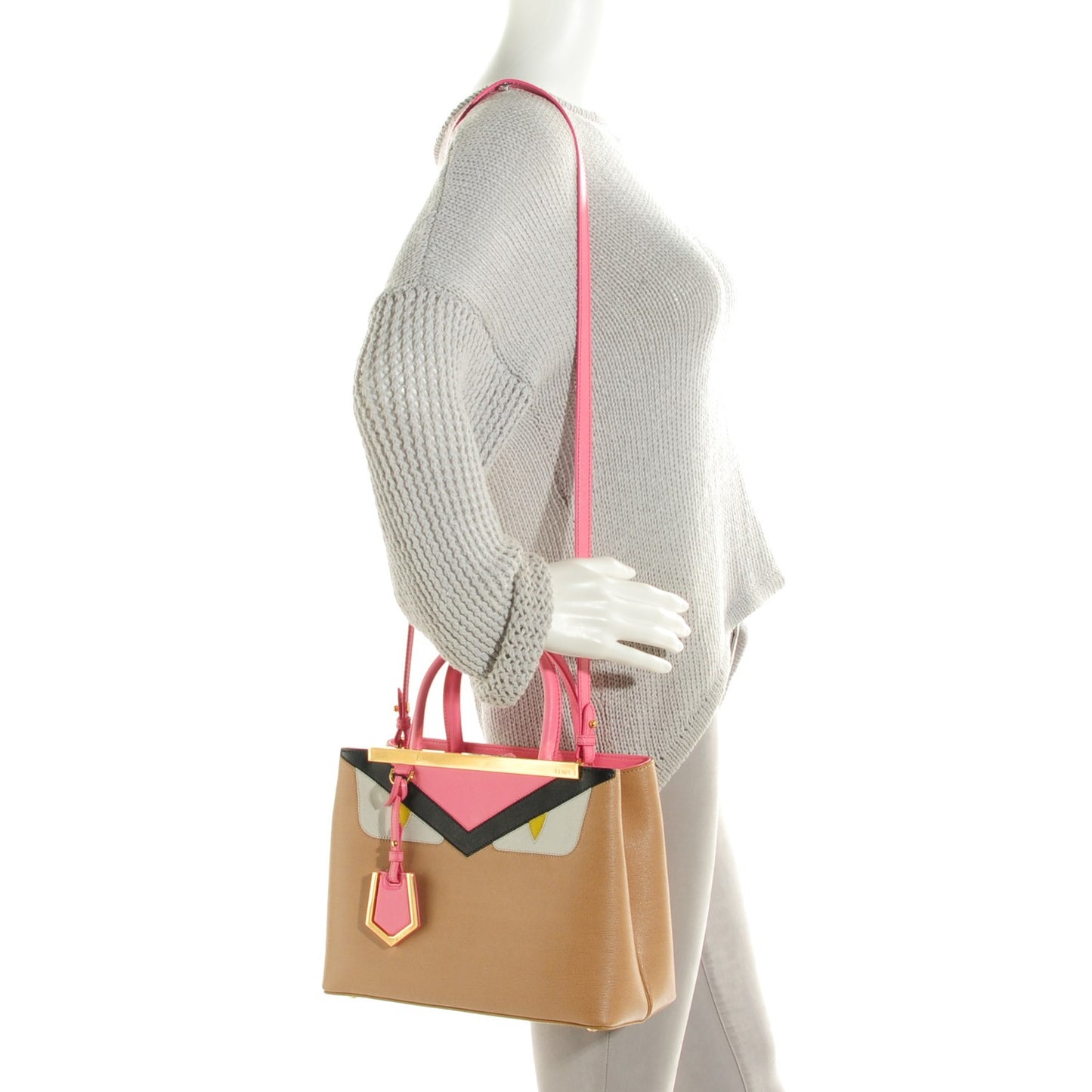 Vitello Elite Monster Petite 2Jours Tote Cuoio Lollypop Multicolor
