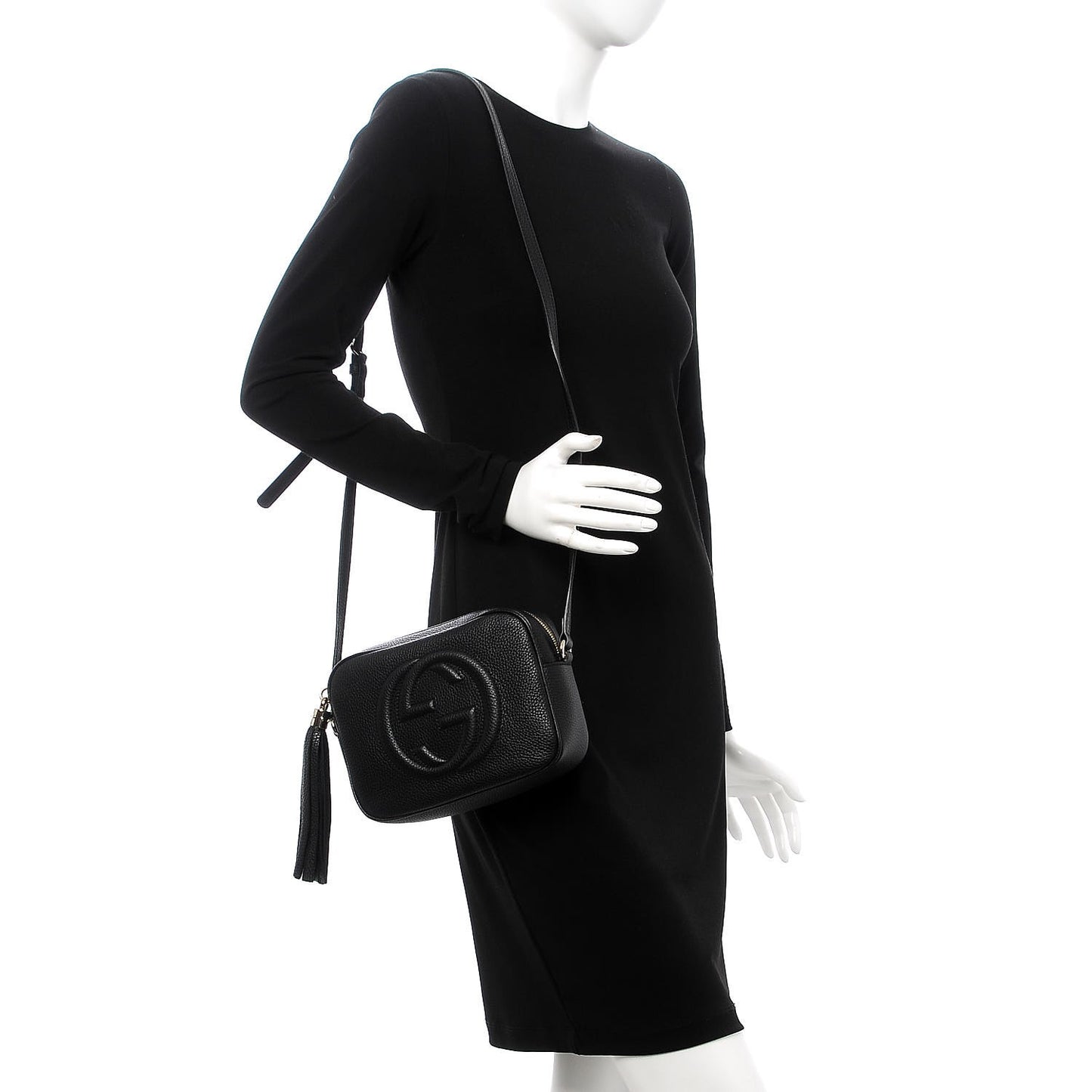 Pebbled Calfskin Small Soho Disco Bag Black