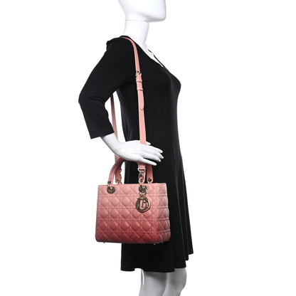 Christian Dior Lambskin Cannage Gradient Medium Lady Dior Pink 2 of 9