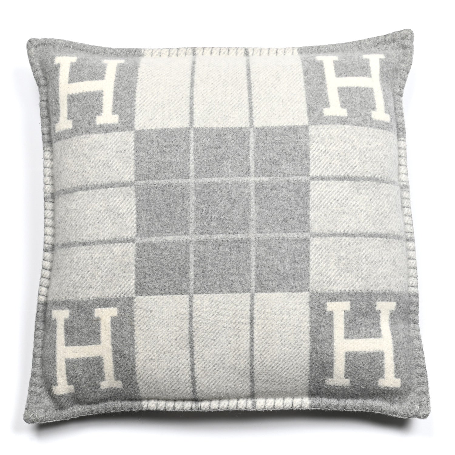 Hermes Wool Cashmere Avalon III Pillow PM Ecru Gris Clair 1 of 3