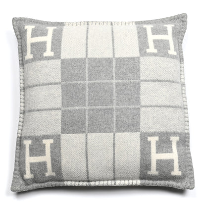 Hermes Wool Cashmere Avalon III Pillow PM Ecru Gris Clair 1 of 3