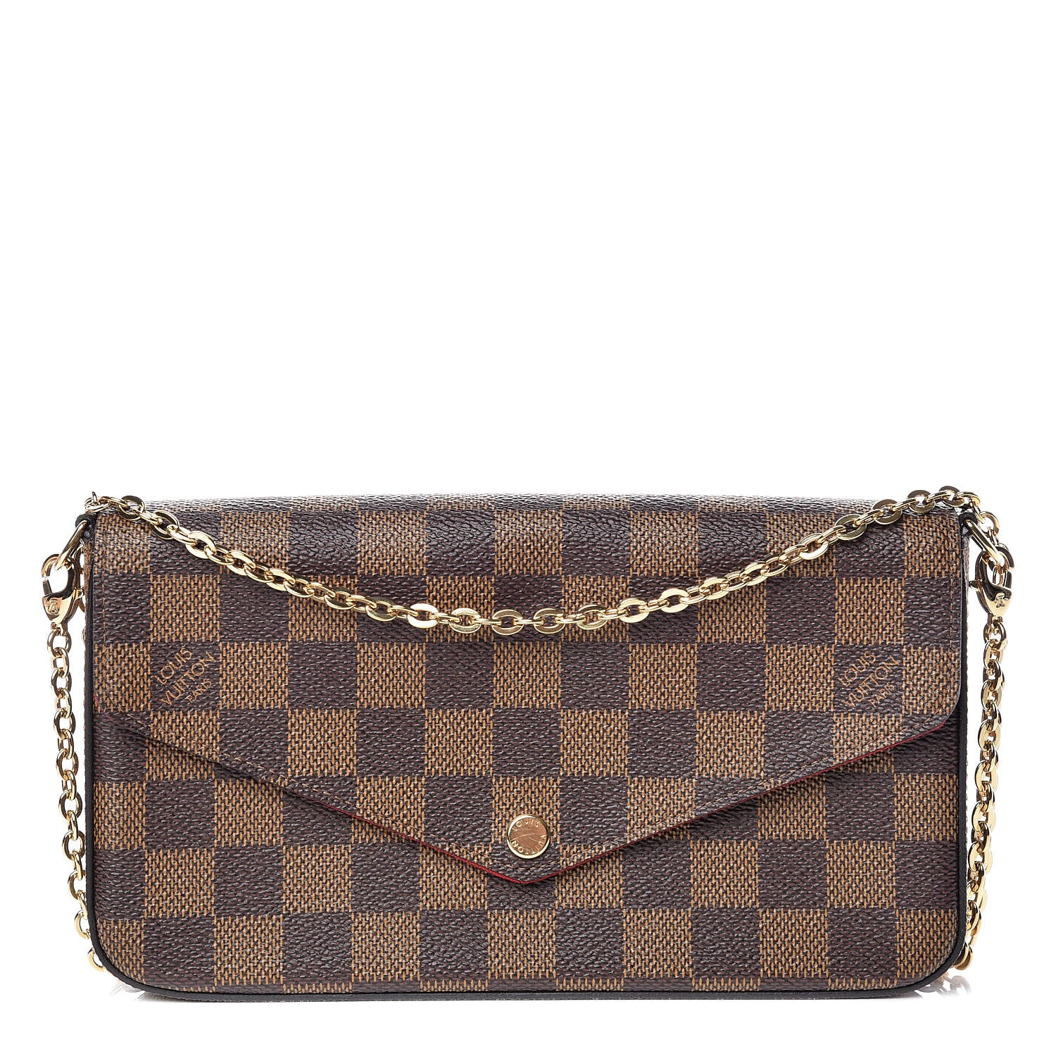 Louis Vuitton Damier Ebene Pochette Felicie Chain Wallet 1 of 14