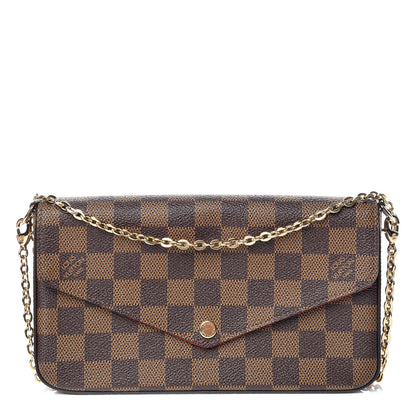 Louis Vuitton Damier Ebene Pochette Felicie Chain Wallet 1 of 14