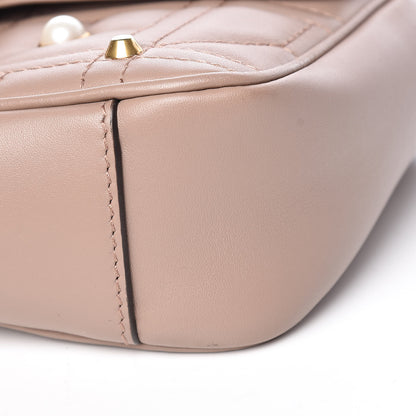 Gucci Calfskin Matelasse Studded Mini Pearly GG Marmont Shoulder Bag Porcelain Rose 9 of 10