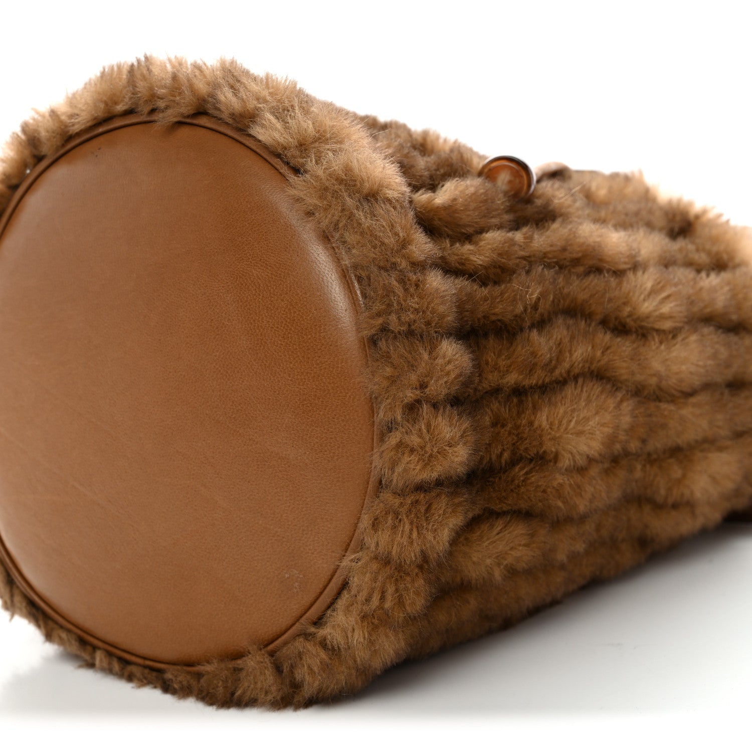 Saint Laurent Faux Fur Lambskin Bucket Bag Brown Chocolate 10 of 10