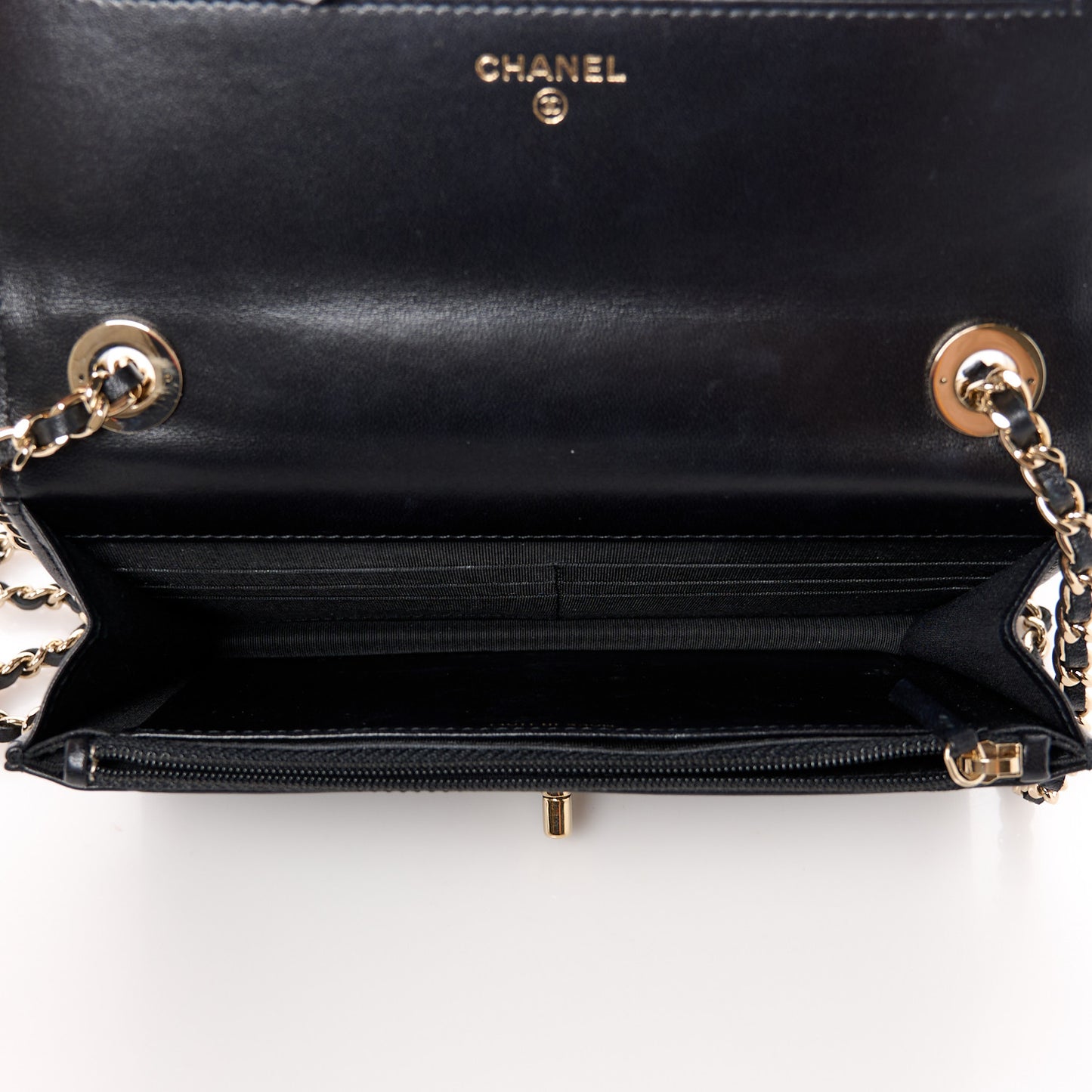 Lambskin Quilted Trendy CC Wallet On Chain WOC Black