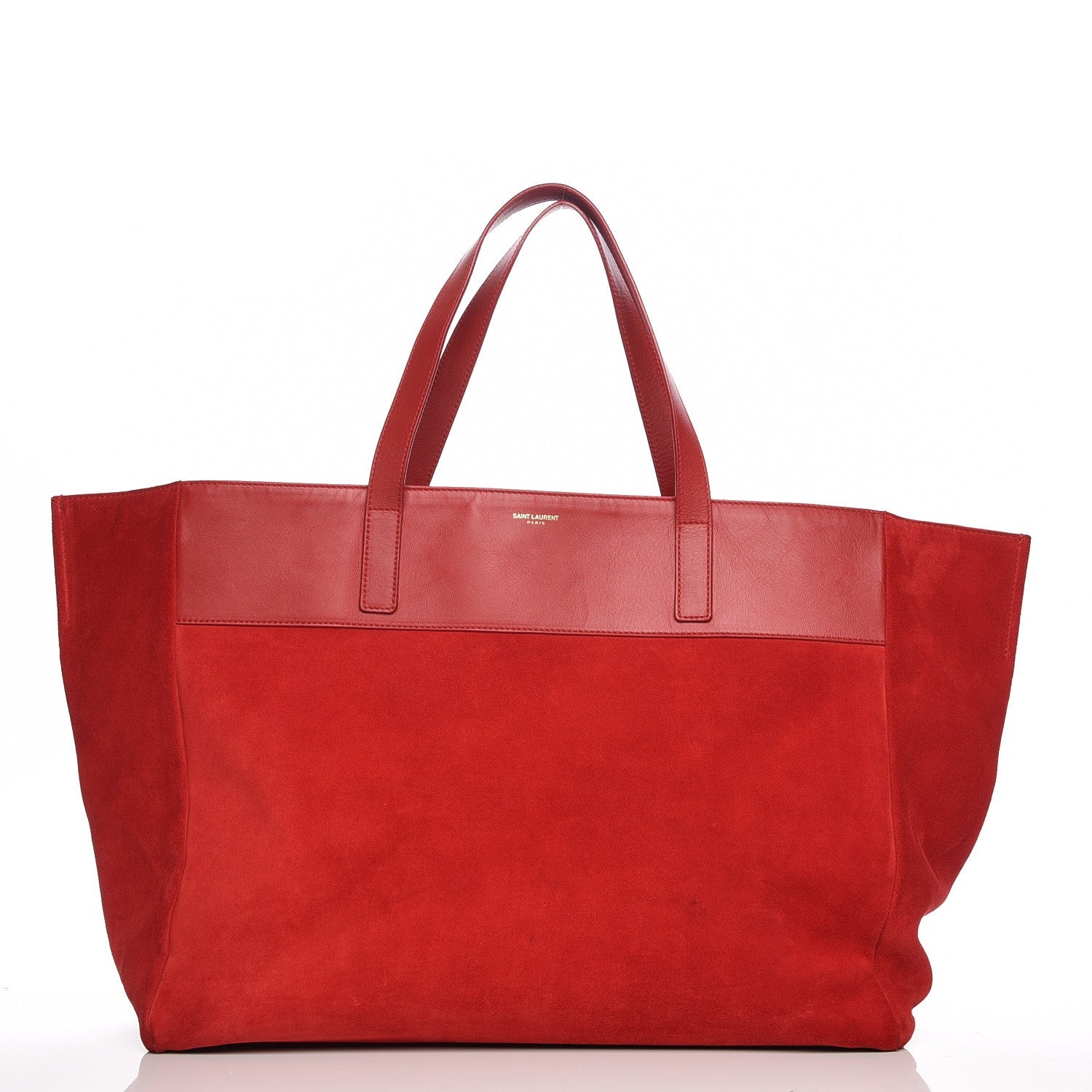 Saint Laurent Calfskin Suede Reversible East West Shopper Tote Rouge Orient 3 of 10