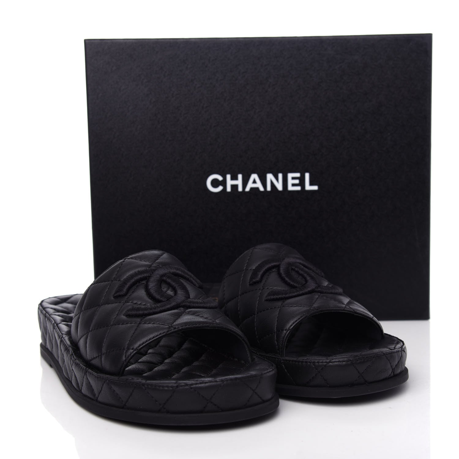 Chanel Lambskin Quilted CC Mules Sandals 41 Black 11 of 11